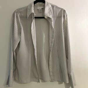 Blouse black white striped sz med